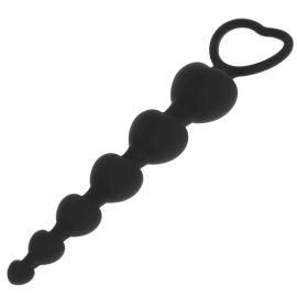 BLACK&SILVER Mila | Silicone Anal Beads 16 cm with Finger Loop