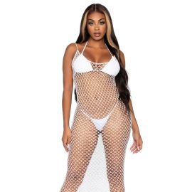 Leg Avenue Woven Twist Net Maxi Dress