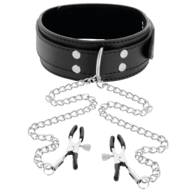 Darkness Collar With Nipple Clamps Black